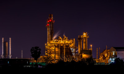 Twilight photo of power plant industrial 