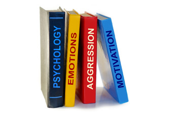 Naklejka premium Psychology books on white background