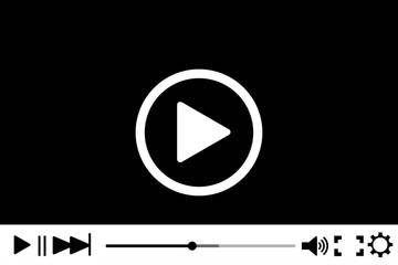 Black video player, vector