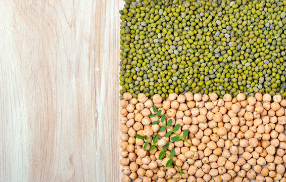 Mung beans and chickpeas.