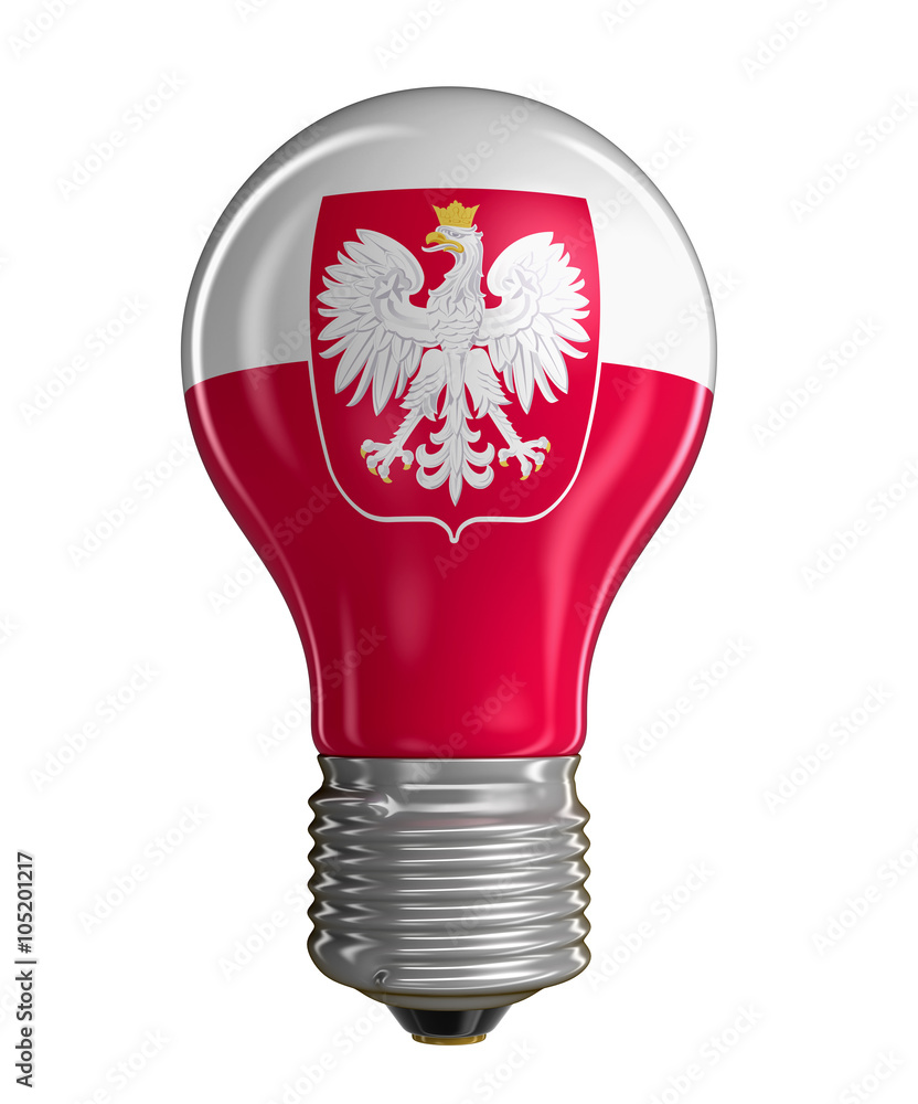 Poster light bulb with polish flag. image with clipping path