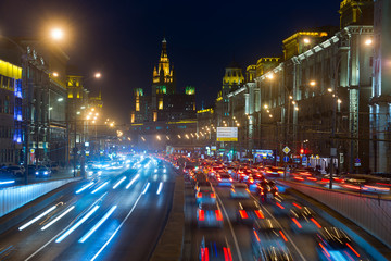 Fototapeta na wymiar Evening on the street of Moscow