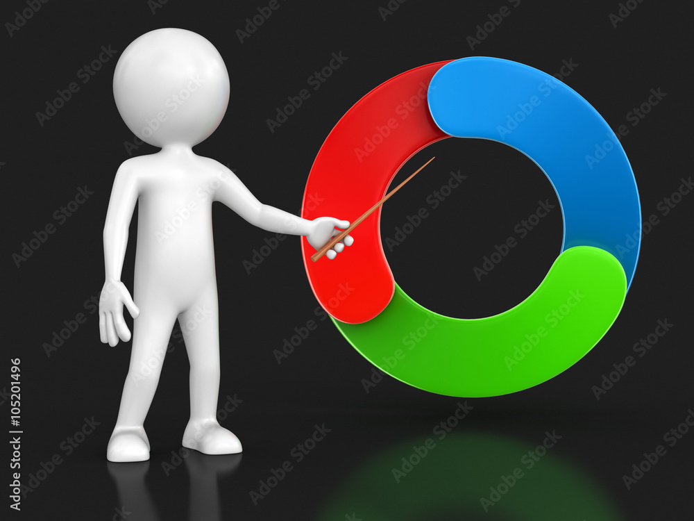 Poster man and circular graph. image with clipping path