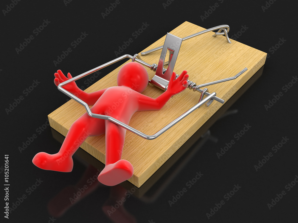 Poster man and mousetrap. image with clipping path