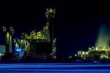 Twilight photo of power plant industrial 