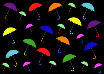 colorful umbrellas on a black background