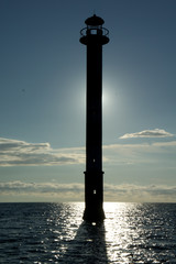 Skew lighthouse in the Baltic Sea. Kiipsaar, Harilaid, Saaremaa, Estonia, Europe.