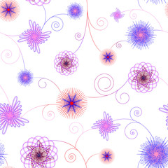 Seamless texture of colorful floral spirography