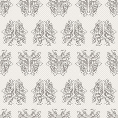 Fototapeta premium Elegant difficult curled ornamental gothic tattoo seamless pattern. Celtic style. Maori.
