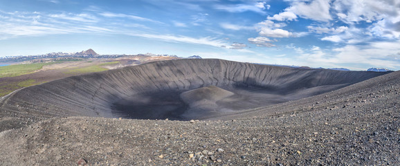 Hverfjall - 1 km diameter crater of volcano at the north of Iceland in Myvatn area © bbsferrari