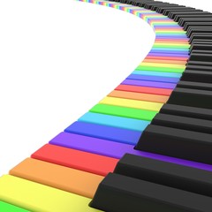 piano keyboard in rainbow colors