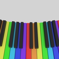 piano keyboard in rainbow colors