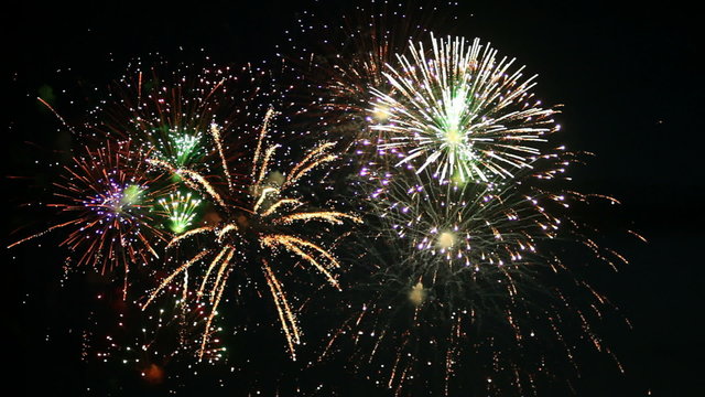 Fourth of July Fireworks show, digital composite