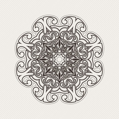 Vector mandala. Gothic lace tattoo. Celtic weave with sharp corners. 