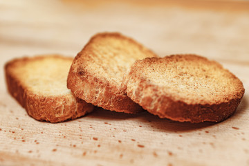 rusk bread on a wooden background
