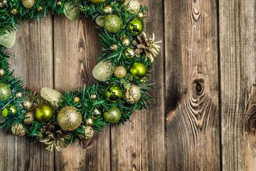 Fototapeta na wymiar Christmas border from christmas wreath useful as christmas decoration