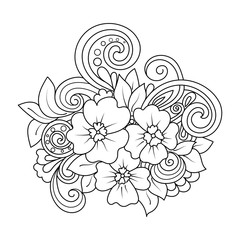 Doodle art flowers. Hand-drawn design element. Zentangle floral pattern. 