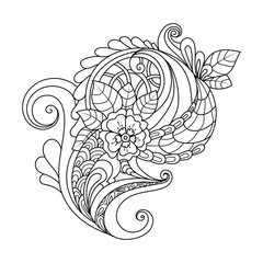 Doodle art flowers. Hand-drawn design element. Zentangle floral pattern.