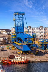 Big Gantry Crane in port of Gdynia, Poland.
