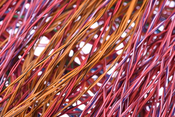 Closeup colored cables and wires