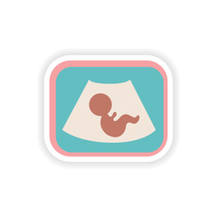  paper sticker on white background baby ultrasound