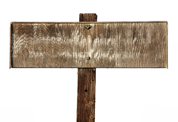 old faded wooden sign isolated on white