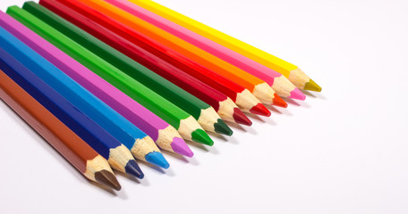 Colorful pencil crayons. Back to school