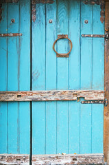 Blue rustic wooden door