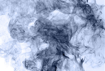 blue smoke on a white background. inversion