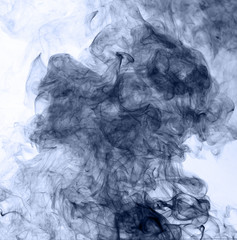 blue smoke on a white background. inversion