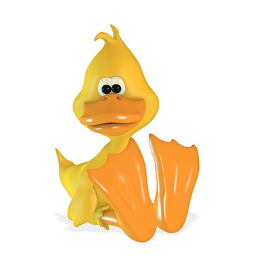 Cute 3D Duck isolated on white background