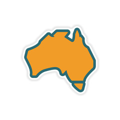 paper sticker Australian map on white background
