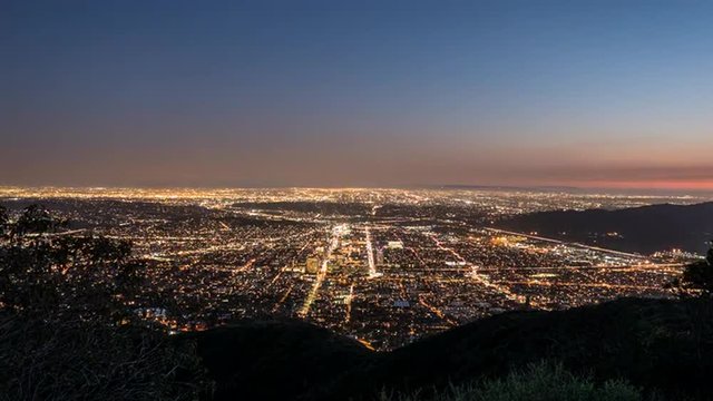 Los Angeles and Glendale California night hilltop time lapse.