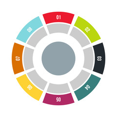 Round chart icon, flat style