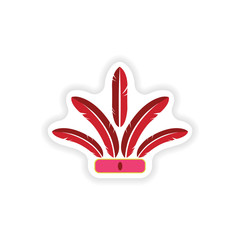 Obraz premium stylish paper sticker on white background Indian feathers
