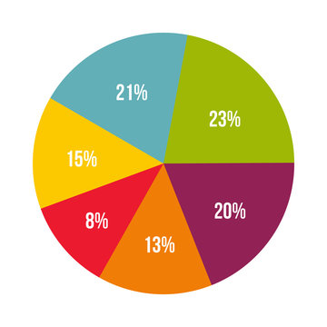 Colorful percentage diagram icon, flat style