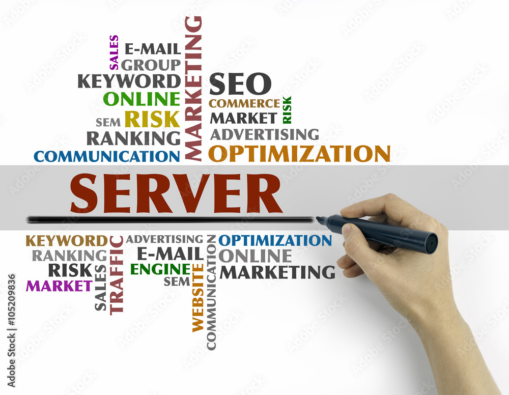 Canvas Prints hand with marker writing - server word cloud, business concept