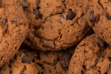 Chocolate chip cookies isolated on white