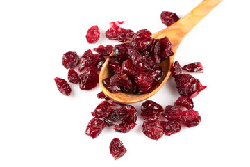 Dried cranberries  on white