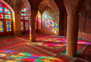 Fototapeta na wymiar Nasir al-Mulk mosque (Pink mosque). Shiraz, Iran