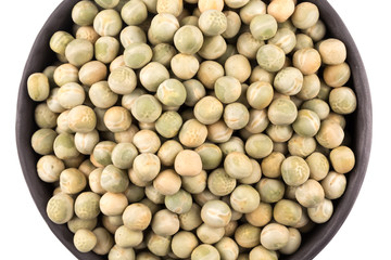 peas in a black plate