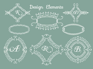 Calligraphic elements vintage set . Vector frame ornament