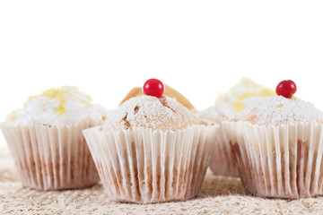 Group of tasty muffins isolated on a white