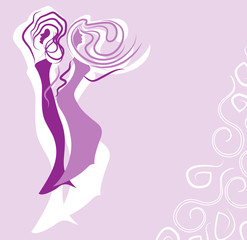 Obraz na płótnie Canvas Abstract silhouettes greeting card woman hair
