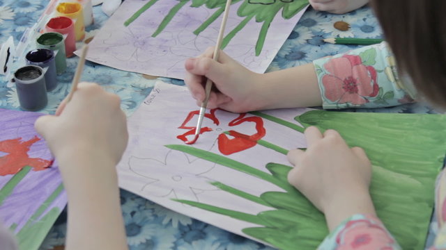 Children drawing in kindergarten