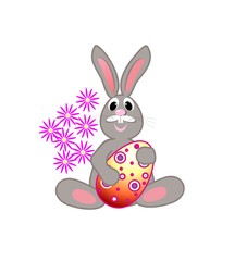 Obraz premium Easter card with Easter bunny holding egg