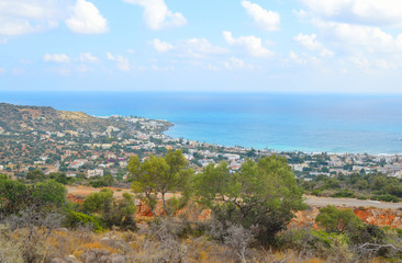 Fototapeta na wymiar Aegean Sea and Stalida town.
