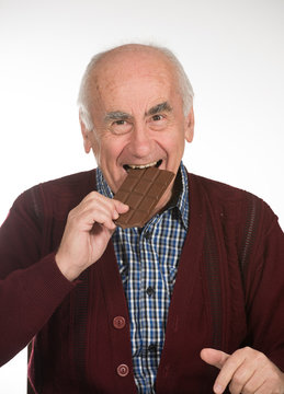 Old Man Eating Chocolate