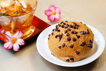 Buns with chocolate chip.