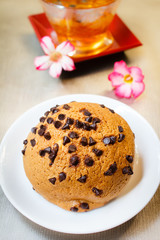 Buns with chocolate chip.